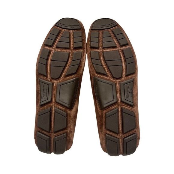 Salvatore Ferragamo Men's Parigi Eco Driver Suede Loafers Gancini Bit Brown 8 - Picture 9 of 10